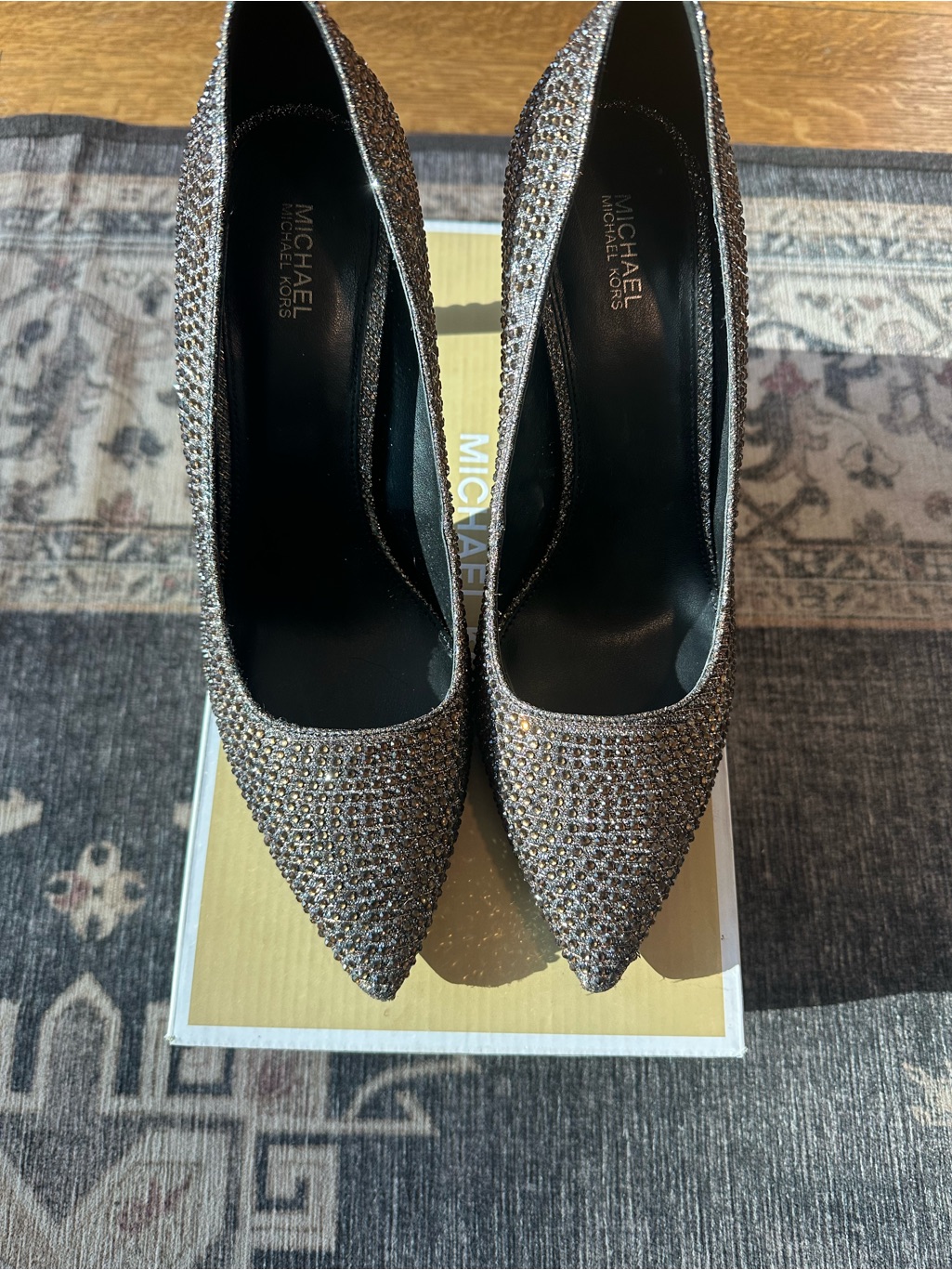 Michael Michael Kors Silver Crystal Embellished Pointed-Toe Pumps